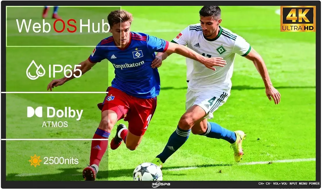 Outdoor TV, 65 Inch 4K Outdoor Smart TV, 2500nits High Brightness Outdoor TVs, IP65 Waterproof TV, Voice Assistant Remote, Compatible with Dolby, Wide Viewing Angle Smart TV