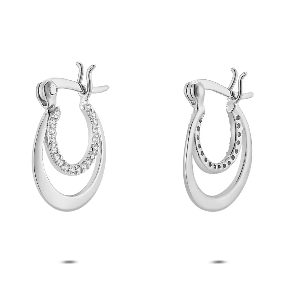 Oorbellen in zilver, met zirkonia en een ronde vorm