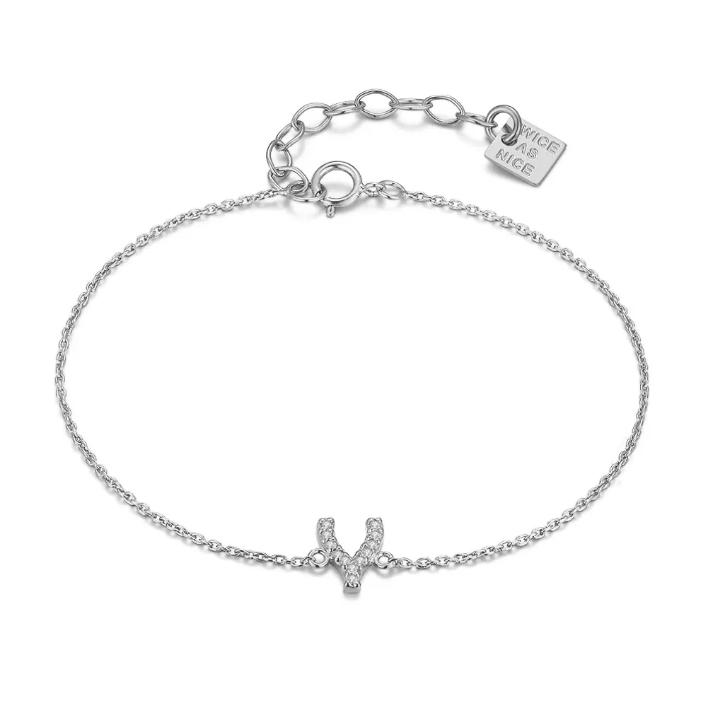 Armband in zilver, V-vorm met zirkonia