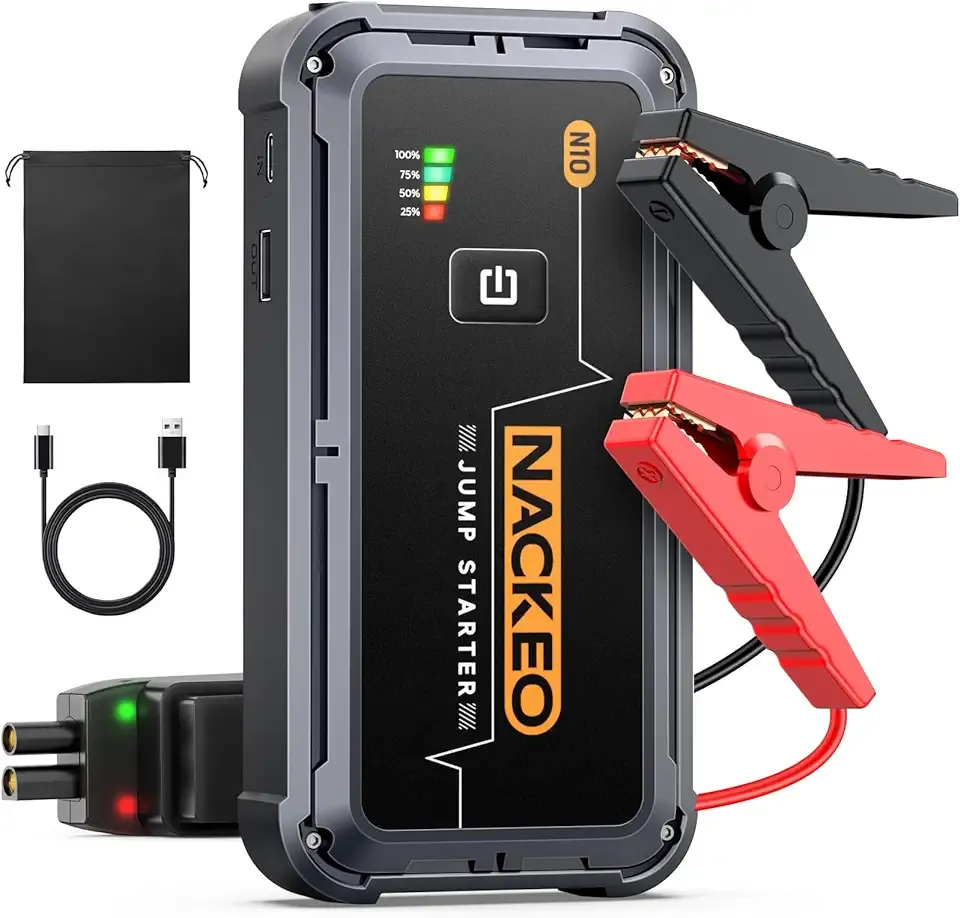 Portable Car Battery Jump Starter 5000A Car Jump Starter Battery Pack (9.0L Gas/8.5L Diesel), 12V Jump Box Car Battery Jumper Starter Portable Jumper Cables, Fast Charge, Lights, Compact