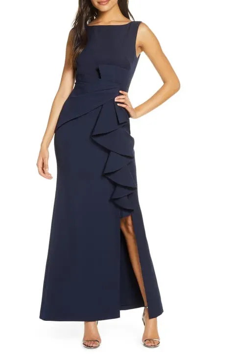 Eliza J Ruffle Front Gown