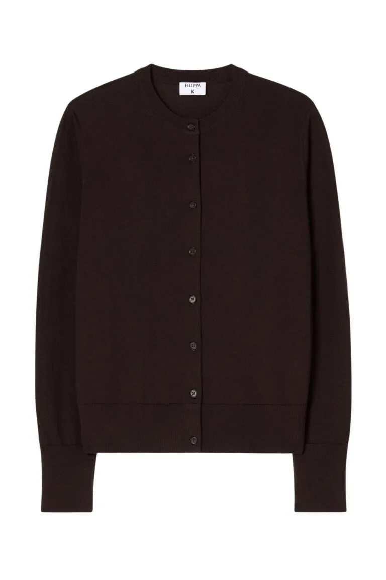Merino Short Cardigan - Brun