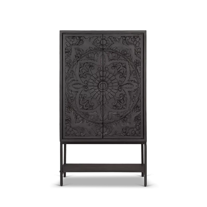 Opbergkast Belleville - 90 cm - 2 deuren - Mangohout Zwart