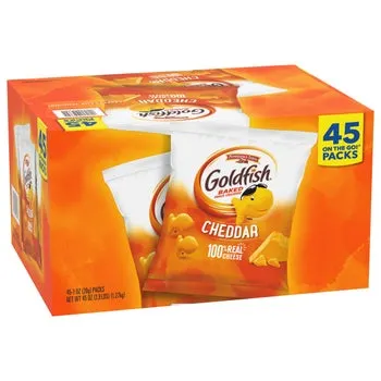 Goldfish Baked Snack Crackers, Cheddar, 1 oz, 45-count