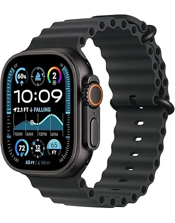 Apple Watch Ultra 2 (GPS + Cellular, 49MM) - Black Titanium Case with Black Ocean Band (Renewed Premium)
