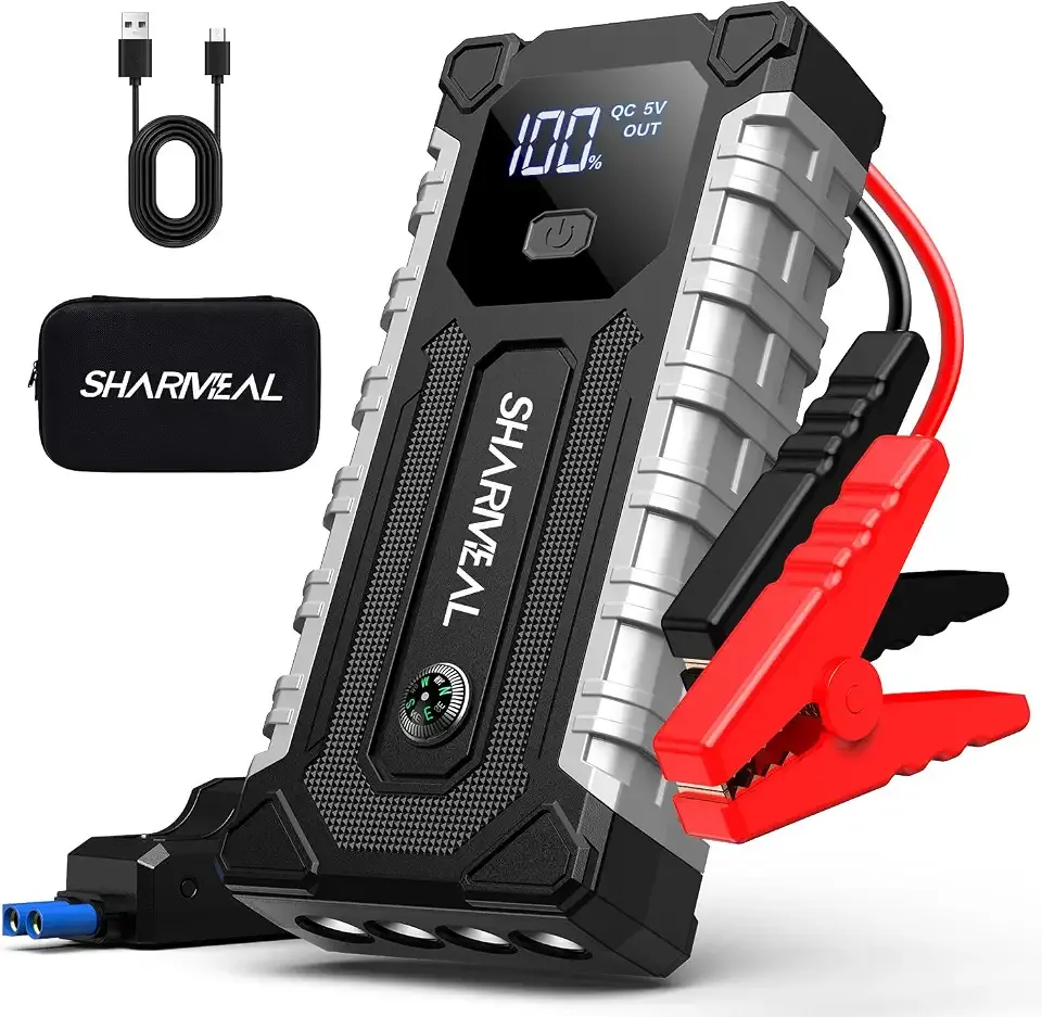 Sharmeal Car Jump Starter 7000A, Jump Starter Battery Pack for All Gas and 12.0L Diesel, 12V Portable Jump Box with LED Light