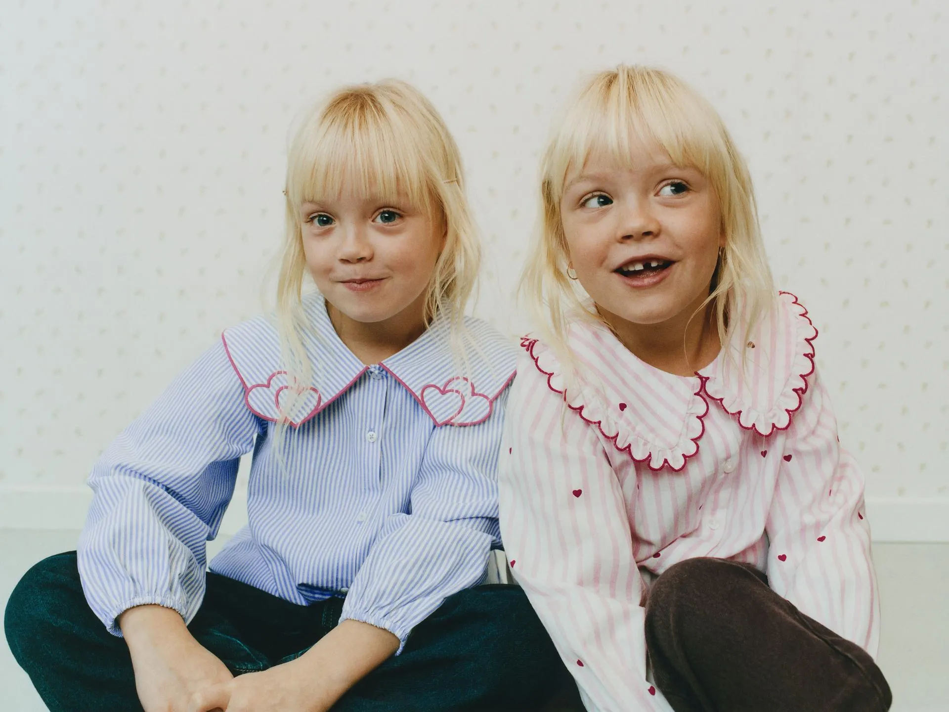 STRIPED SHIRT WITH HEARTS COLLAR