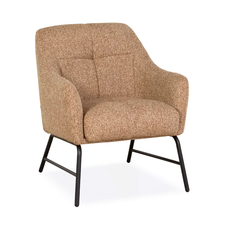 Fauteuil Malibu - stof Cayenne Cognac - pocketvering - poot zwart