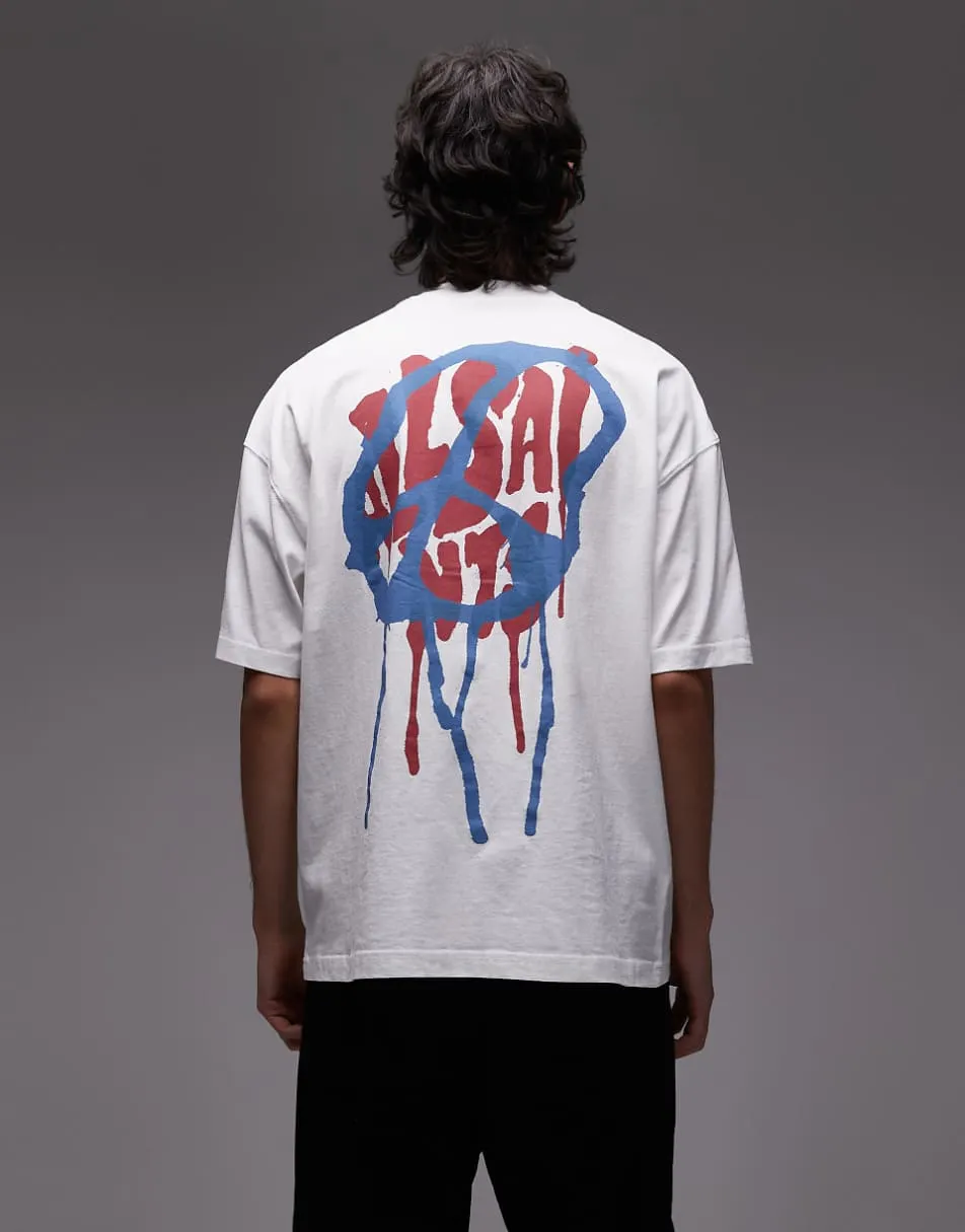 AllSaints runner peace graphic t-shirt in white