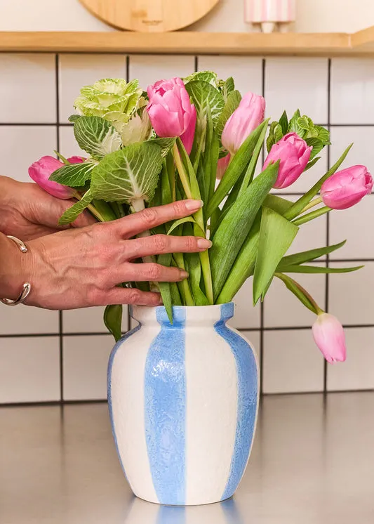Vase with blue stripes - 20 cm