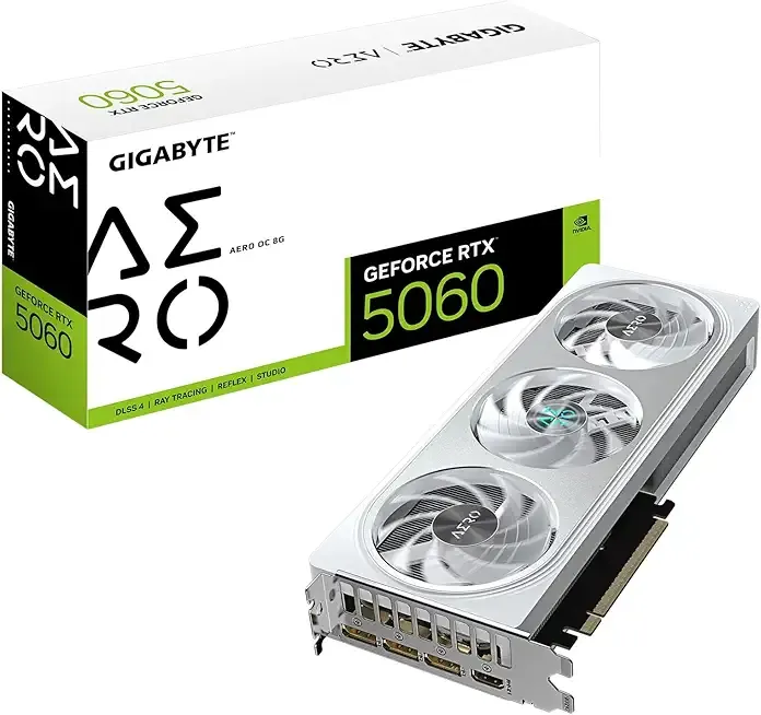 GeForce RTX 5060 AERO OC 8G Graphics Card, 8GB 128-bit GDDR7, PCIe 5.0, WINDFORCE Cooling System, GV-N5060AERO OC-8GD Video Card