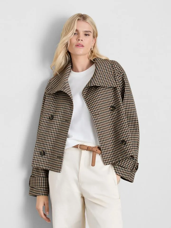 Veste imperméable courte à carreaux