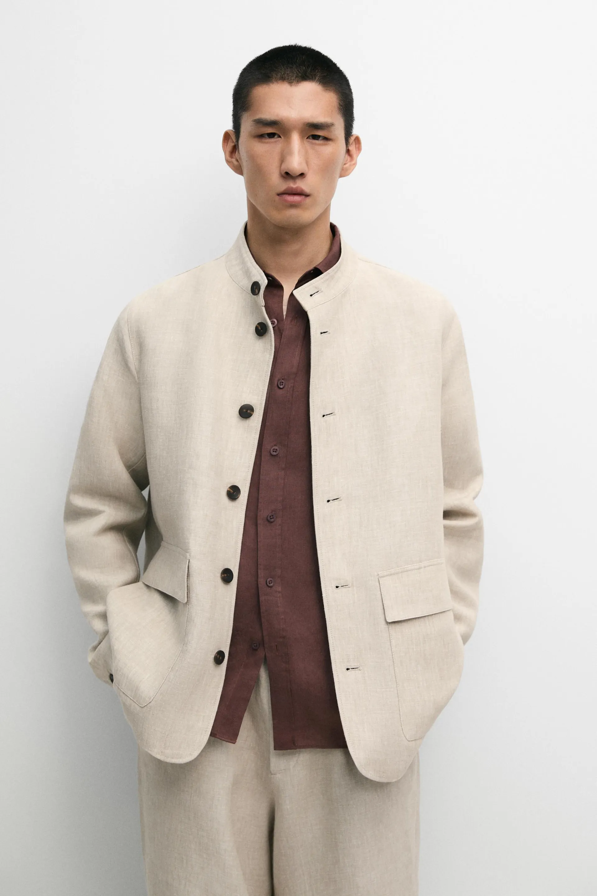 100% linen total look overshirt
