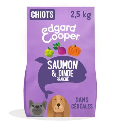 Lot Edgard & Cooper pour chien Puppy saumon, dinde sans céréales (2 x 2,5 kg)