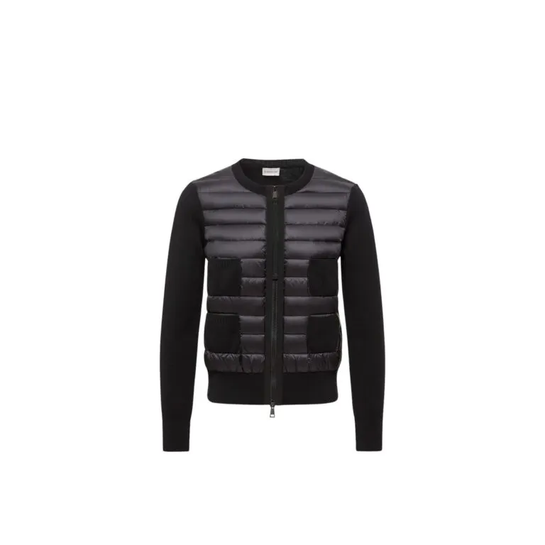 Padded Wool Zip-Up Cardigan - Sort