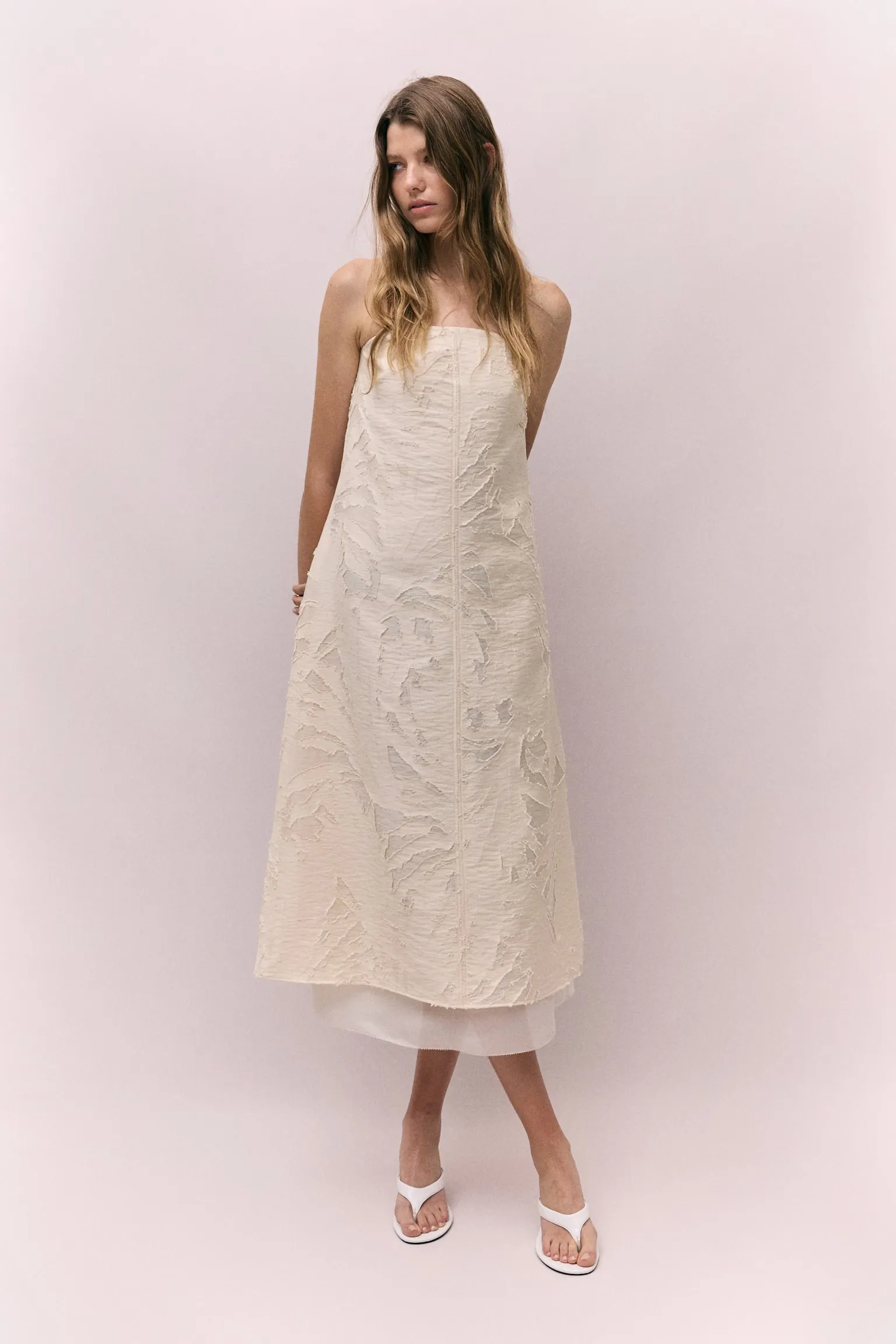 Jacquard-weave bandeau dress