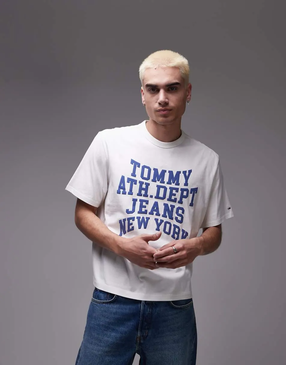 Tommy Jeans oversized varsity logo t-shirt in white