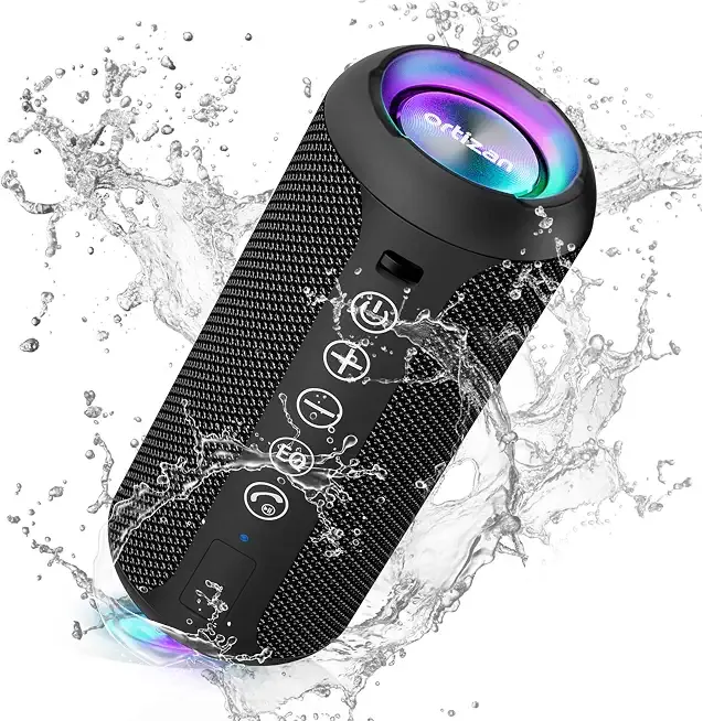 Ortizan X10 Portable Bluetooth Speaker (1st Gen), IPX7 Waterproof, Wireless | Big Sound and Deep Bass, TWS Pairing, 30Hrs of Playtime, for Home/Party/Outdoor/Beach, Birthday Gifts for Men Women - Black