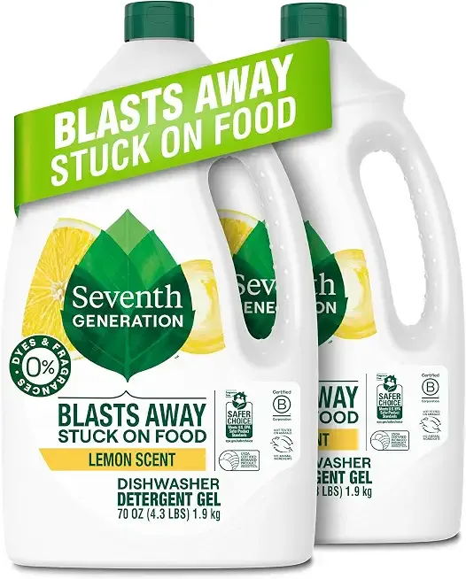 Seventh Generation Dishwasher Detergent Gel Lemon Scent 2 pack for sparkling dishes dishwasher soap 70 oz