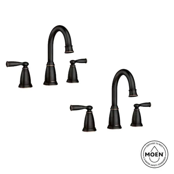 MOEN Banbury 8 in.​ Widespread 2-​Handle High-​Arc Bathroom Faucet Combo Kit in Mediterranean Bronze (Valve Included)​ (2-​pack)​
