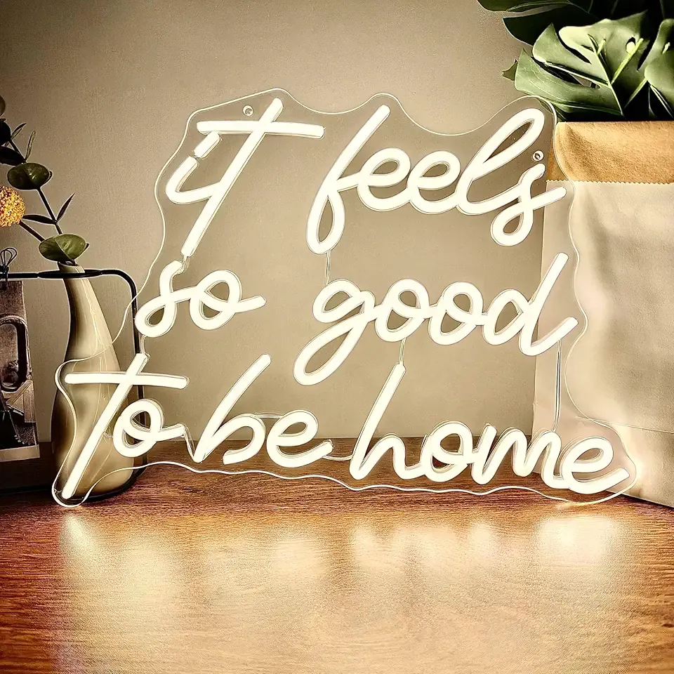 It Feels So Good to Be Home Neon Sign, 16.7" x 12.4" Dimmable Warm White LED Light Decor, USB Powered Aesthetic Wall Art for Entryway, Living Room, Bedroom, New Home Housewarming Gift Ideas