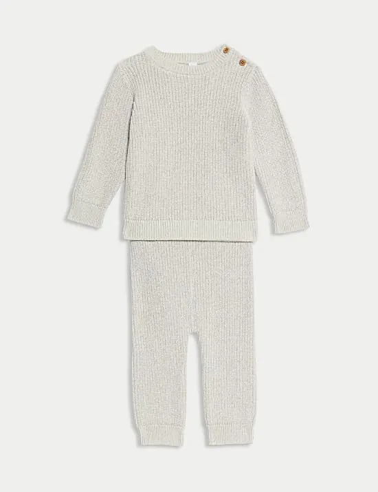Pure Cotton Knitted Top & Bottom Outfit (0-3 Yrs)