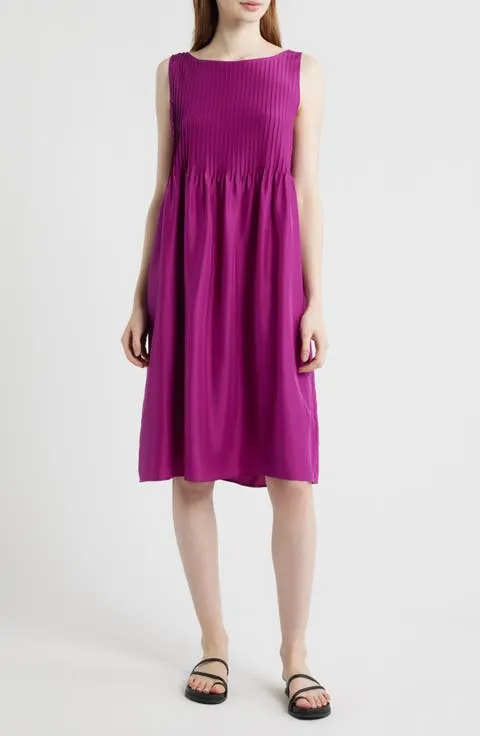 Eileen Fisher Pleated Silk Dress