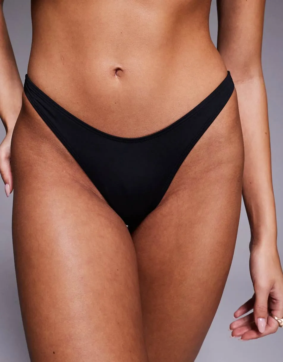 ASOS DESIGN Maya Ibiza high leg cheeky brazilian bikini bottom in black