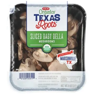 H-E-B Organics Texas Roots Sliced Baby Bella Mushrooms, 8 oz