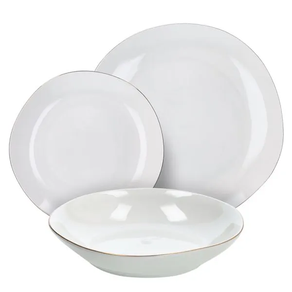 Servizio di piatti Filo Oro Linea Delphi 18 pezzi in porcellana