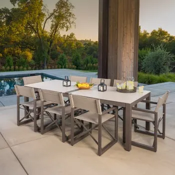 SunVilla Anchor 9-piece Outdoor Patio Dining Set with Folding Chairs