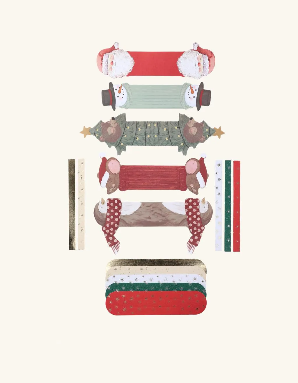 Papierherzen mit Weihnachtsmotiven