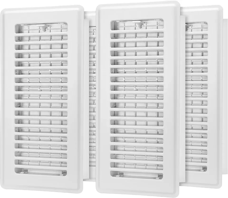 Floor Register 4x10, 4 Pack Floor Vent Covers for Home Floor Heavy Duty Steel Panel Walkable Floor Grates Adjustable Air Vent Covers 4" x 10" Floor Vent, White
