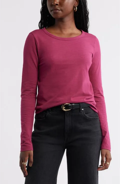 Long Sleeve Slub Crewneck T-Shirt