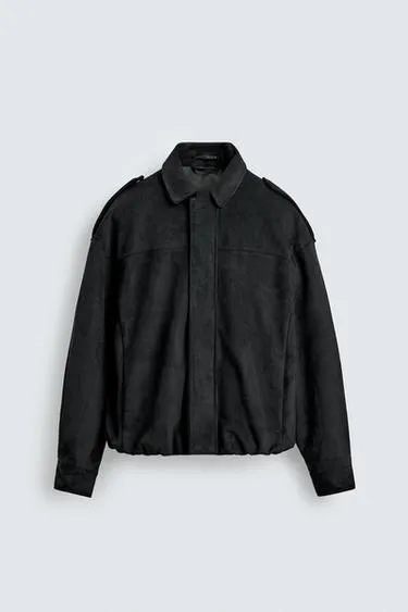 CROPPED FIT FAUX SUEDE JACKET