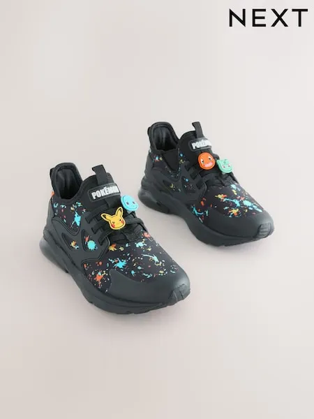 Black Pokemon Elastic Lace Trainers