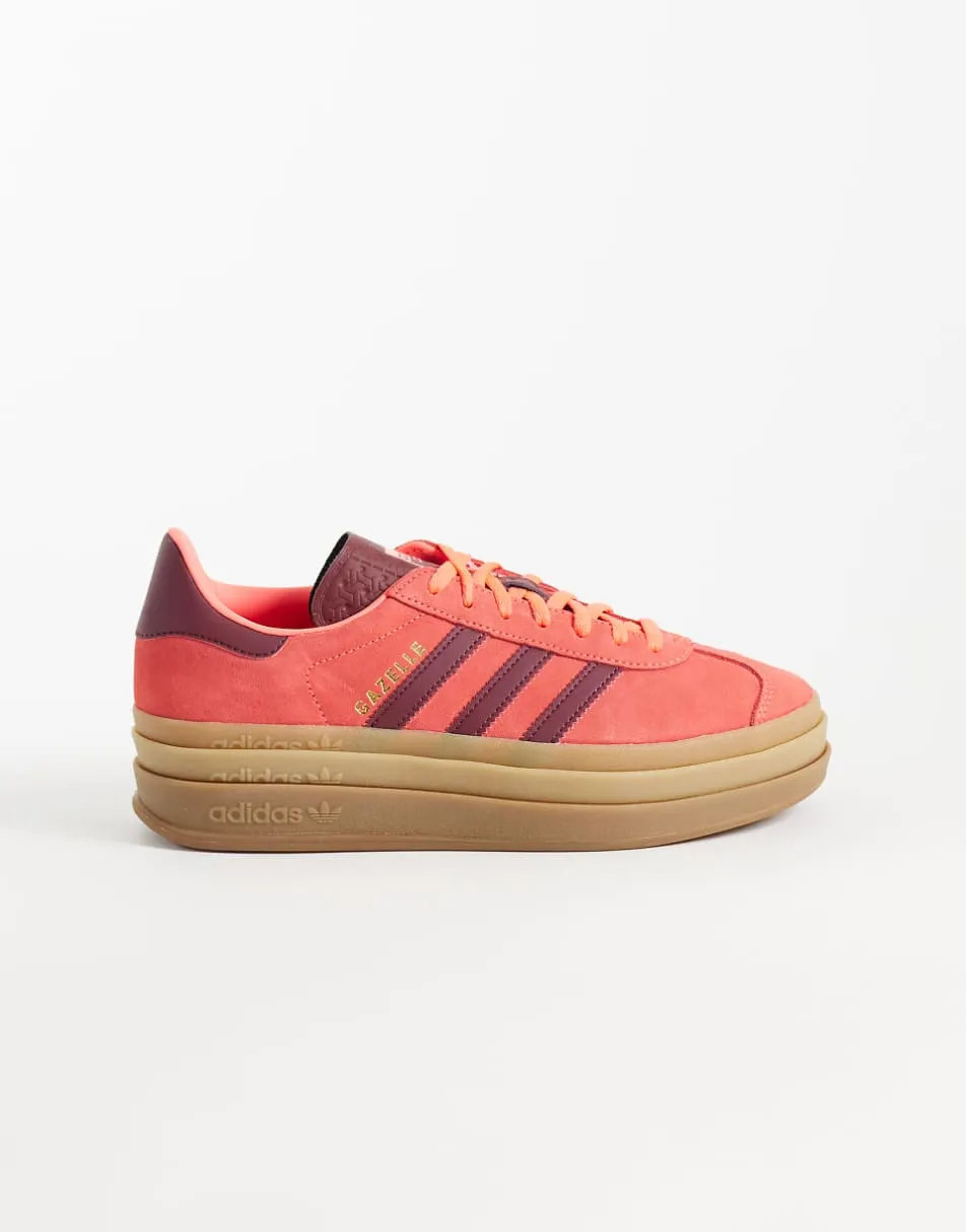 adidas Originals Gazelle Bold trainers in pink and burgundy