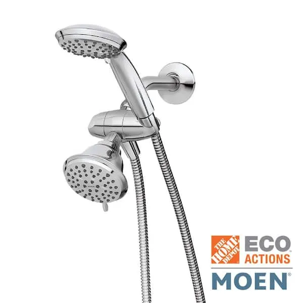 Attune 8-​Spray 4 in.​ Dual Wall Mount Fixed and Handheld Shower Head 1.​75 GPM in Chrome