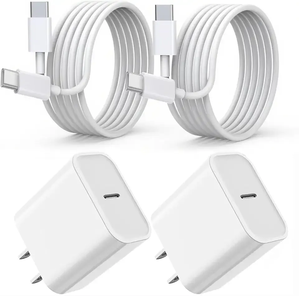iPhone 16 15 Charger Fast Charging, 2Pack 20W PD USB C Fast Wall Charger Block with 3FT USB C to Type C Cable Cord Compatible with Apple iPhone 16/16 Pro/16 Pro Max/16 Plus/15, iPad 12.9/11/10/Air 5/4
