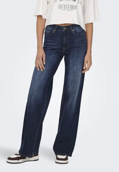 Wide-fit ONLMADISON High waist Wide Leg Fit - Wide leg - dark blue denim