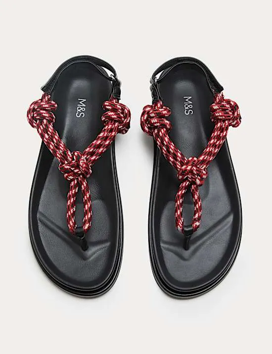 Strappy Footbed Rope Detail Sandals