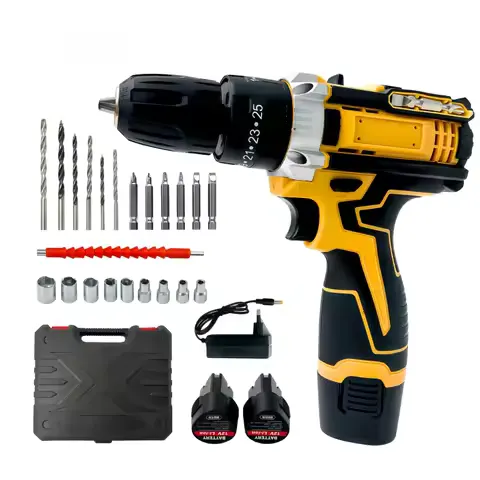 Multifunctional 12V Lithium Household Drill Set, Cordless Power Tools with Two Battery and One Charging Tool