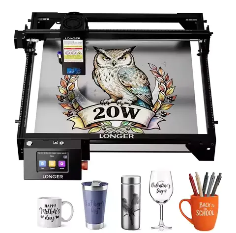 LONGER Laser Cutter & Engraver 20W 10W 5W WiFi Touchscreen 400x400mm DIY Laser Dioser Technology Engraving Machine for Wood Metal Acrylic Leather Home Decor Crafts Gifts LightBurn LaserGRBL