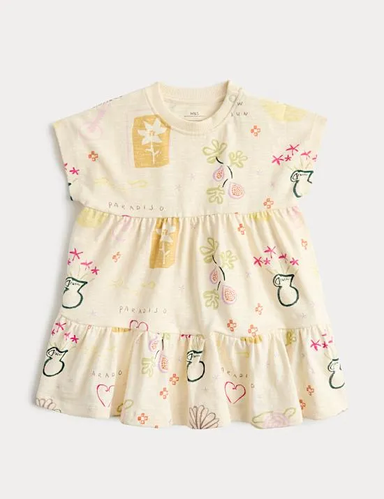 Jersey-Kleid aus reiner Baumwolle mit Paradiso-Muster (0–5 J.)