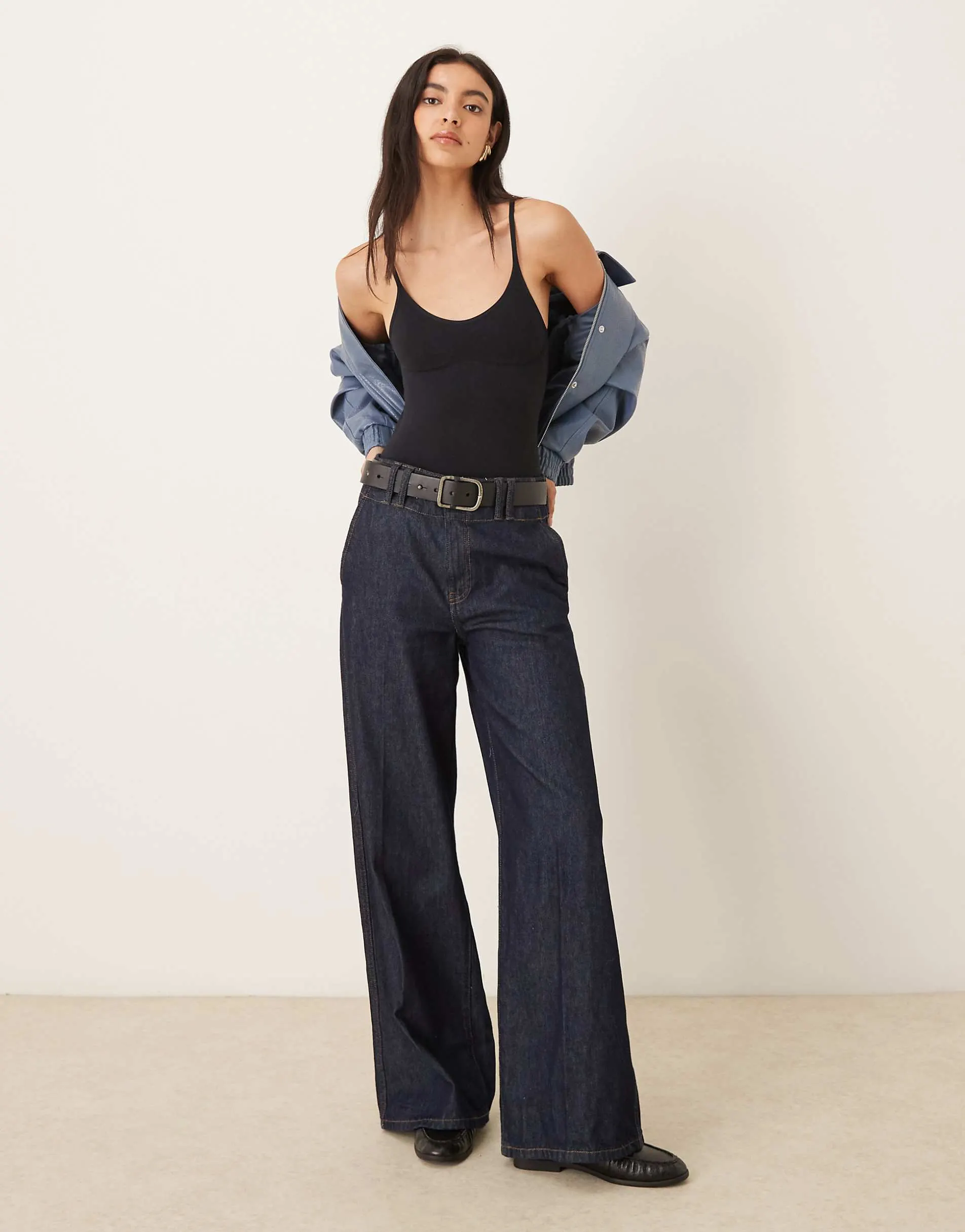 ASOS DESIGN seamless cami bodysuit in black