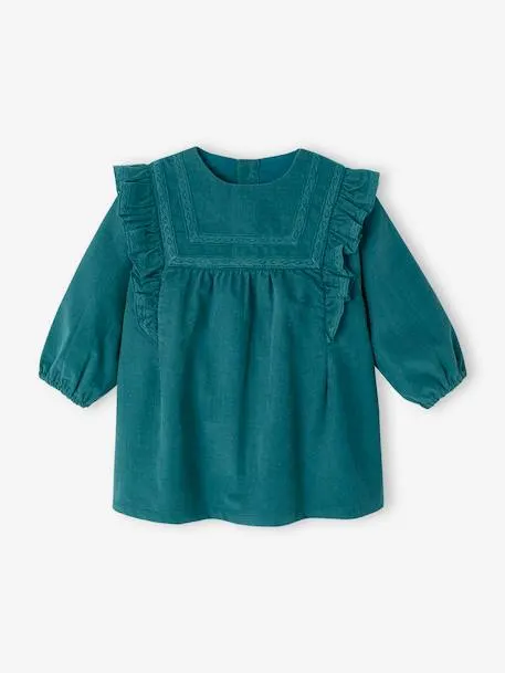 Robe bébé en velours côtelé - bleu canard