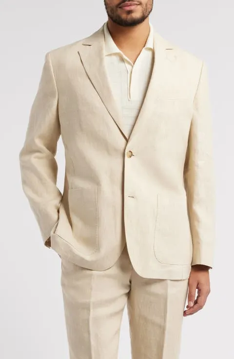 Henrik Trim Fit Solid Italian Linen Suit Separate Jacket (Regular & Big)