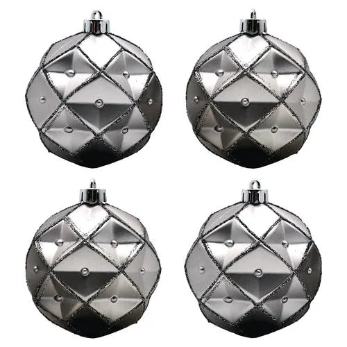 Enchanted Forest® 80mm Slate Matte Gem Cut Shatterproof Ornaments - 4 Pack