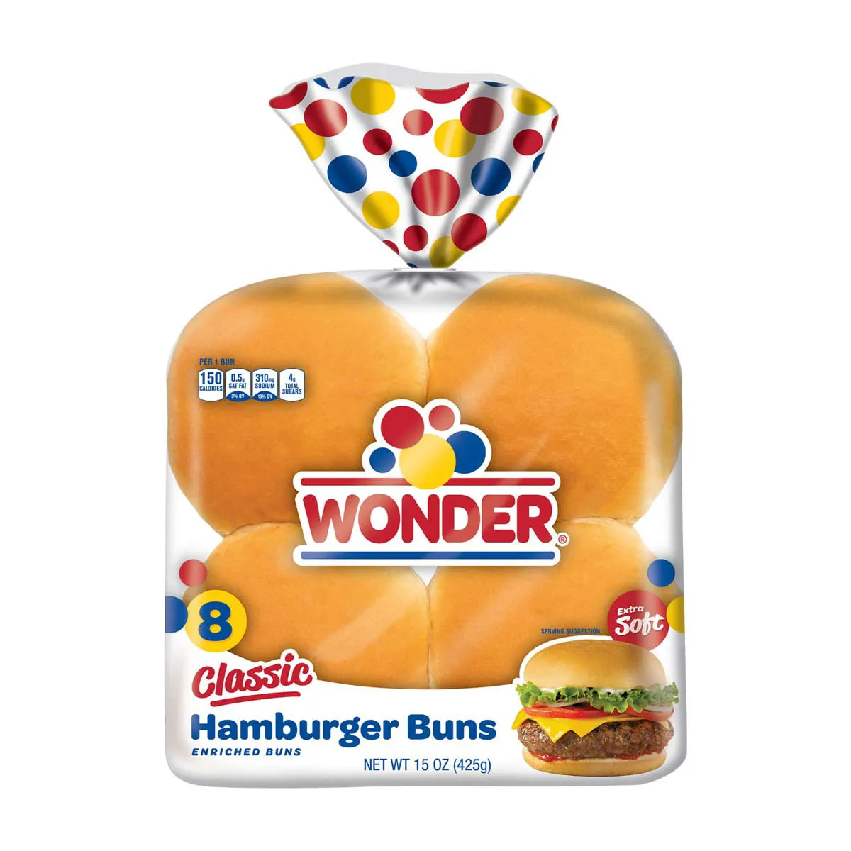 Wonder Bread Classic White Hamburger Buns, 8 ct