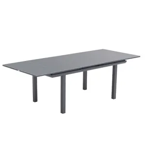 Tavolo allungabile da esterno rettangolare in alluminio e vetro antracite 10 posti L da 187 a 244x100cm, Odyssea NATERIAL